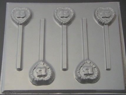 8501 Heart Sweet 15 Chocolate or Hard Candy Lollipop Mold